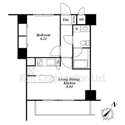 ROPPONGI RESIDENCES(1LDK/7階)の間取り写真