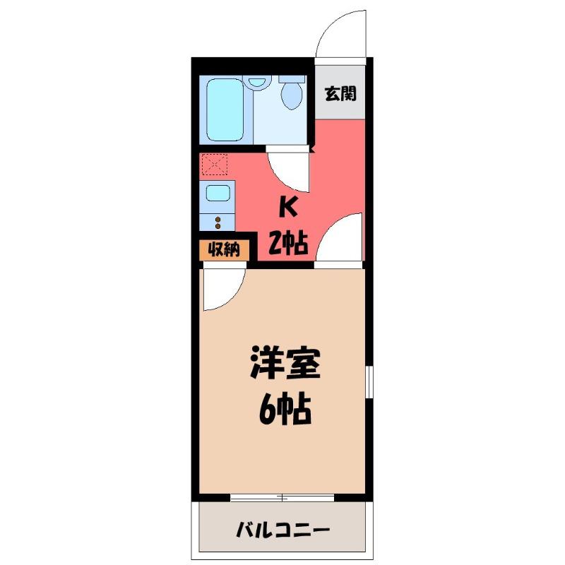 ドリーミーロード玉村B棟(1K/1階)の間取り写真
