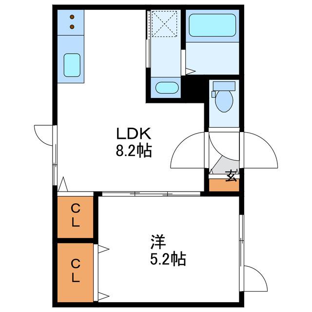 POPLAR(1LDK/2階)の間取り写真