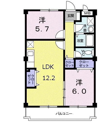 アメニティ前栽2号館(2LDK/4階)の間取り写真