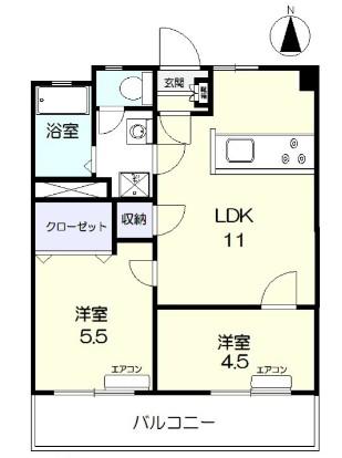 BAYSAIDE OKAYAMA(2LDK/4階)の間取り写真