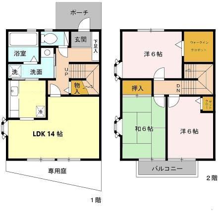 クレールタウン立花A棟(3LDK/1階)の間取り写真