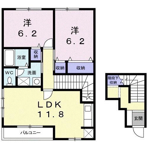 エテルネルB(2LDK/2階)の間取り写真