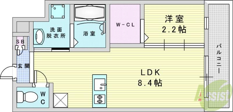 リアコート千里丘Iノース(1LDK/3階)の間取り写真