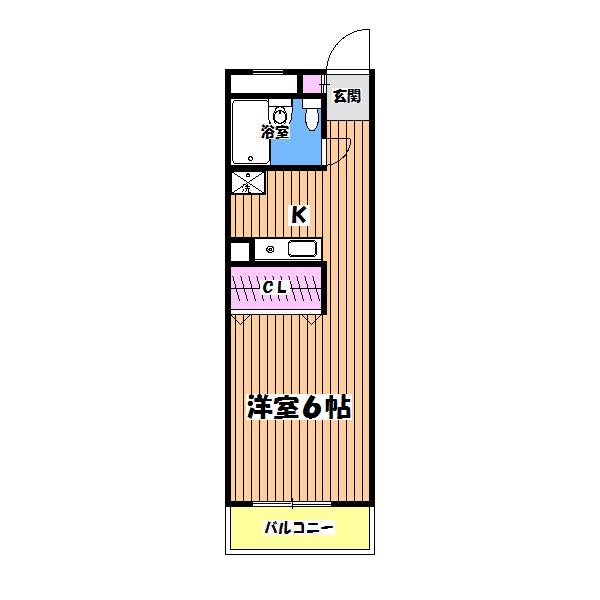 昭島コートエレガンスD(1K/1階)の間取り写真