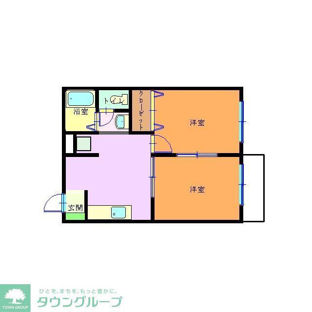 VILLA 8(2DK/2階)の間取り写真
