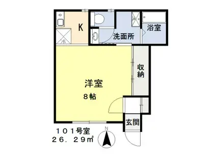 フラワーパーク(1K/1階)の間取り写真