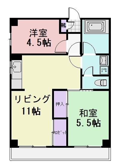 グリーンハイツ(2LDK/4階)の間取り写真