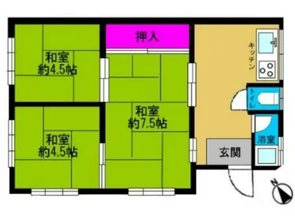 カラーズビンテージ高取山(4DK/1階)の間取り写真