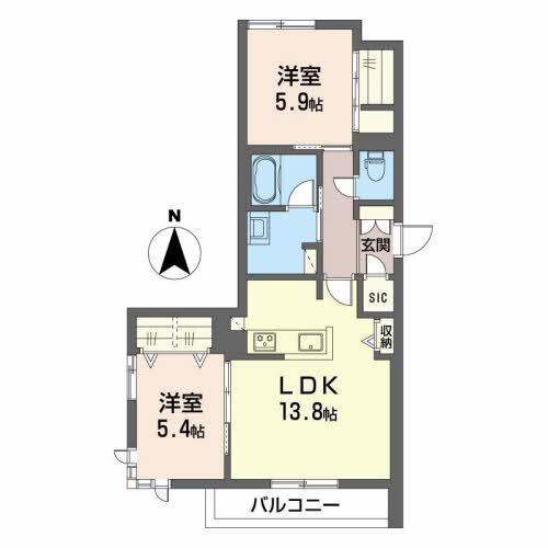 SHA MAISON ゆたか(2LDK/2階)の間取り写真