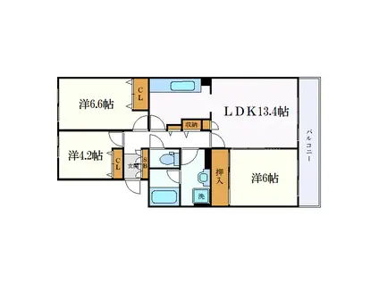 リブレス行田(3LDK/2階)の間取り写真