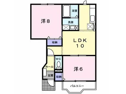 エヴァーグリーンC(2LDK/1階)の間取り写真