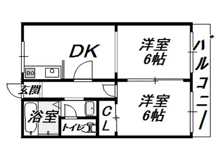 コーポコヤマ(2DK/5階)の間取り写真