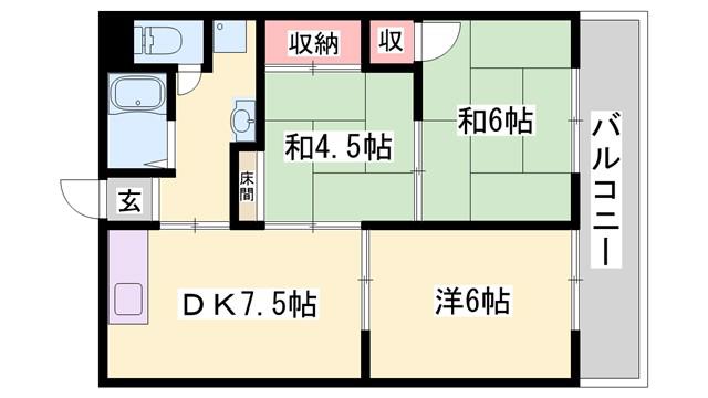 ハイツ西本町(3DK/3階)の間取り写真