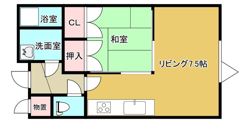 アーバンハイツ元町参番館(1LDK/1階)の間取り写真