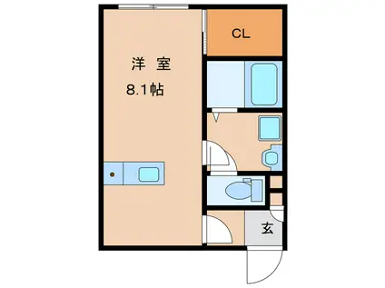 パステル東須恵(1K/1階)の間取り写真
