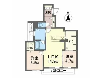 シャーメゾン高木瀬東(2LDK/2階)の間取り写真
