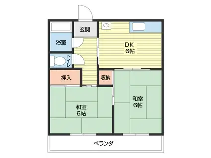 レジデンス船尾(2DK/2階)の間取り写真