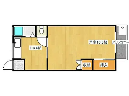 末広マンション(1DK/2階)の間取り写真