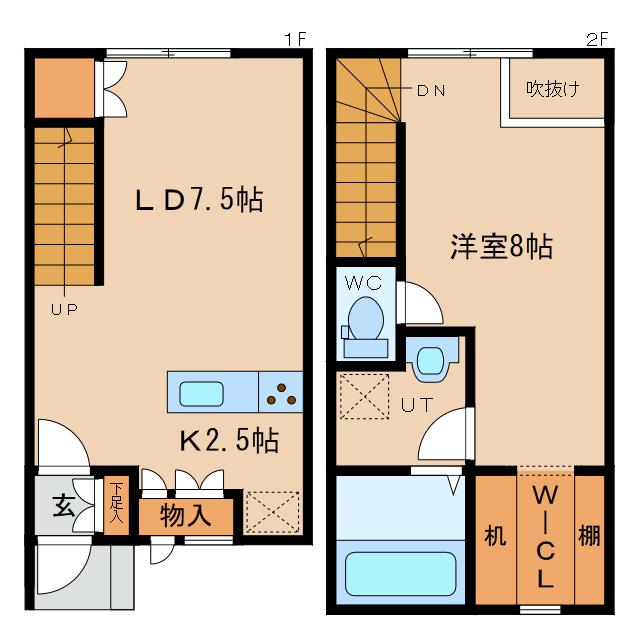 STUDIO B(1LDK/1階)の間取り写真