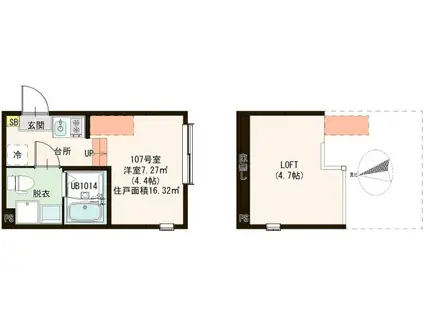 ハーモニーテラス加平III(ワンルーム/1階)の間取り写真