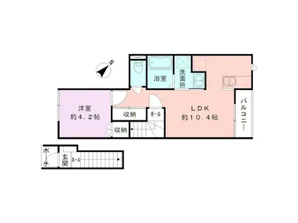 ベル・ヴェール田中町(1LDK/2階)の間取り写真