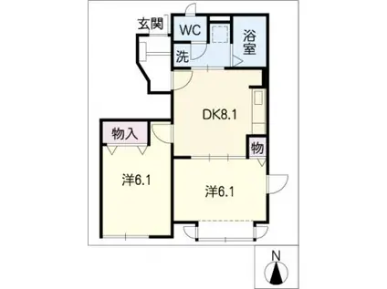 グリーンパーク野田(2DK/1階)の間取り写真
