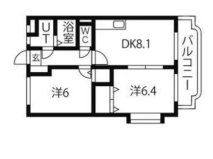 Y.M.TERAUCHI(2DK/1階)の間取り写真