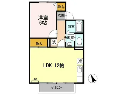 セジュールフェスタ(1LDK/1階)の間取り写真