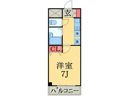 ボア稲毛台(1K/2階)の間取り写真