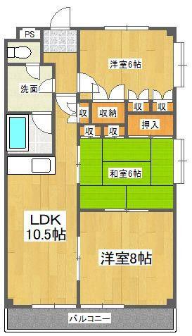 第17柴田マンション(3LDK/3階)の間取り写真