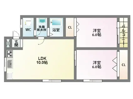 オークハイツ(2LDK/3階)の間取り写真