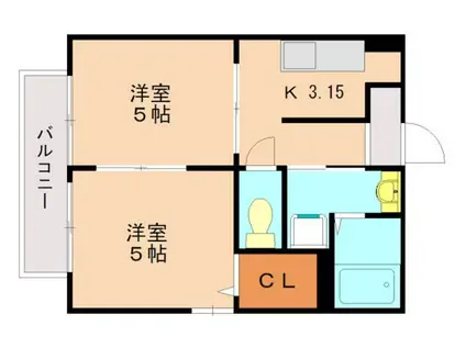 メゾン・ラ・クロセットB棟(2K/1階)の間取り写真