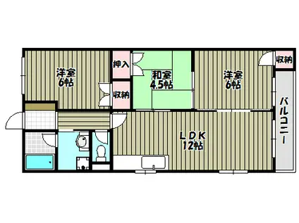 リトルバレイA棟(3LDK/1階)の間取り写真