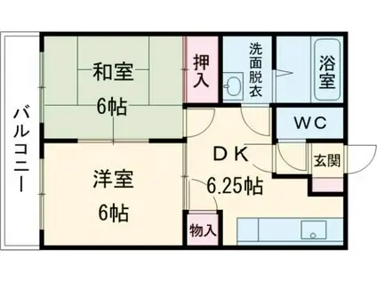 パラッツオ西新発田(2DK/3階)の間取り写真