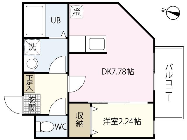 MOVE庚午北壱番館(1DK/3階)の間取り写真