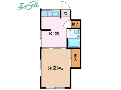 小田川ハイツ(1K/1階)の間取り写真