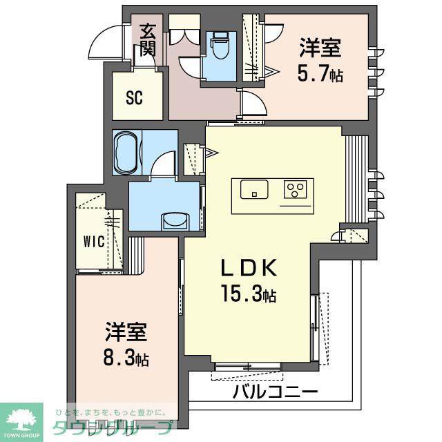 HYGGE(2LDK/3階)の間取り写真