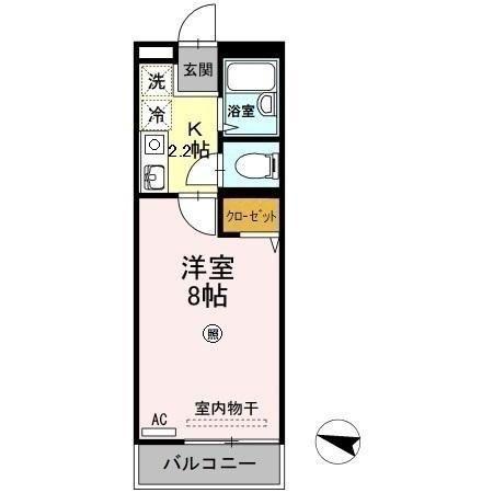 バウハウス2番館(1K/1階)の間取り写真
