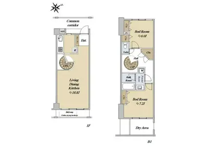 リュクス湘南鎌倉オーシャンビュー(2LDK/1階)の間取り写真