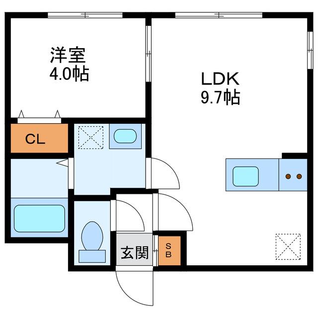 GRANDE 札幌 北大前 グランデサッポロ(1LDK/3階)の間取り写真