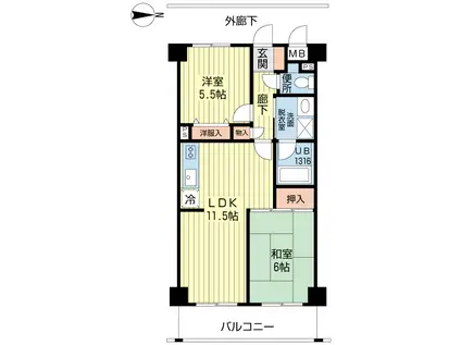 ルミエール鵠沼海岸(2LDK/2階)の間取り写真