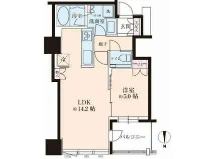クラッシィタワー淀屋橋(1LDK/22階)の間取り写真