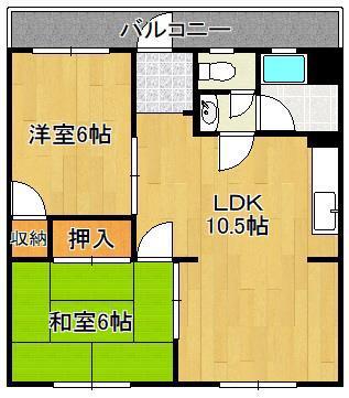 塚本コーポ(2LDK/3階)の間取り写真