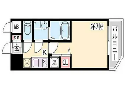 アドバンス三宮シュロス(1K/7階)の間取り写真