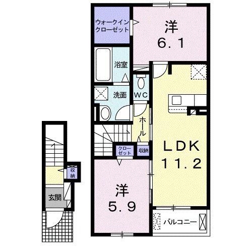 コーポ・エテルナ3(2LDK/2階)の間取り写真