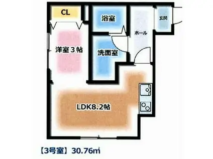 メリディアンK I(1LDK/1階)の間取り写真