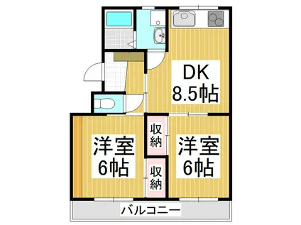プレジデント高田(2LDK/3階)の間取り写真