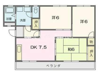 ハイツ朝日ヶ丘C(3DK/1階)の間取り写真