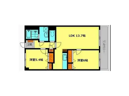 クローバーフォー(2LDK/5階)の間取り写真